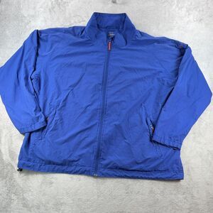 Cabela's Windcrest Men's Windbreaker Jacket Blue Solid Zip Pockets 3XLT Tall